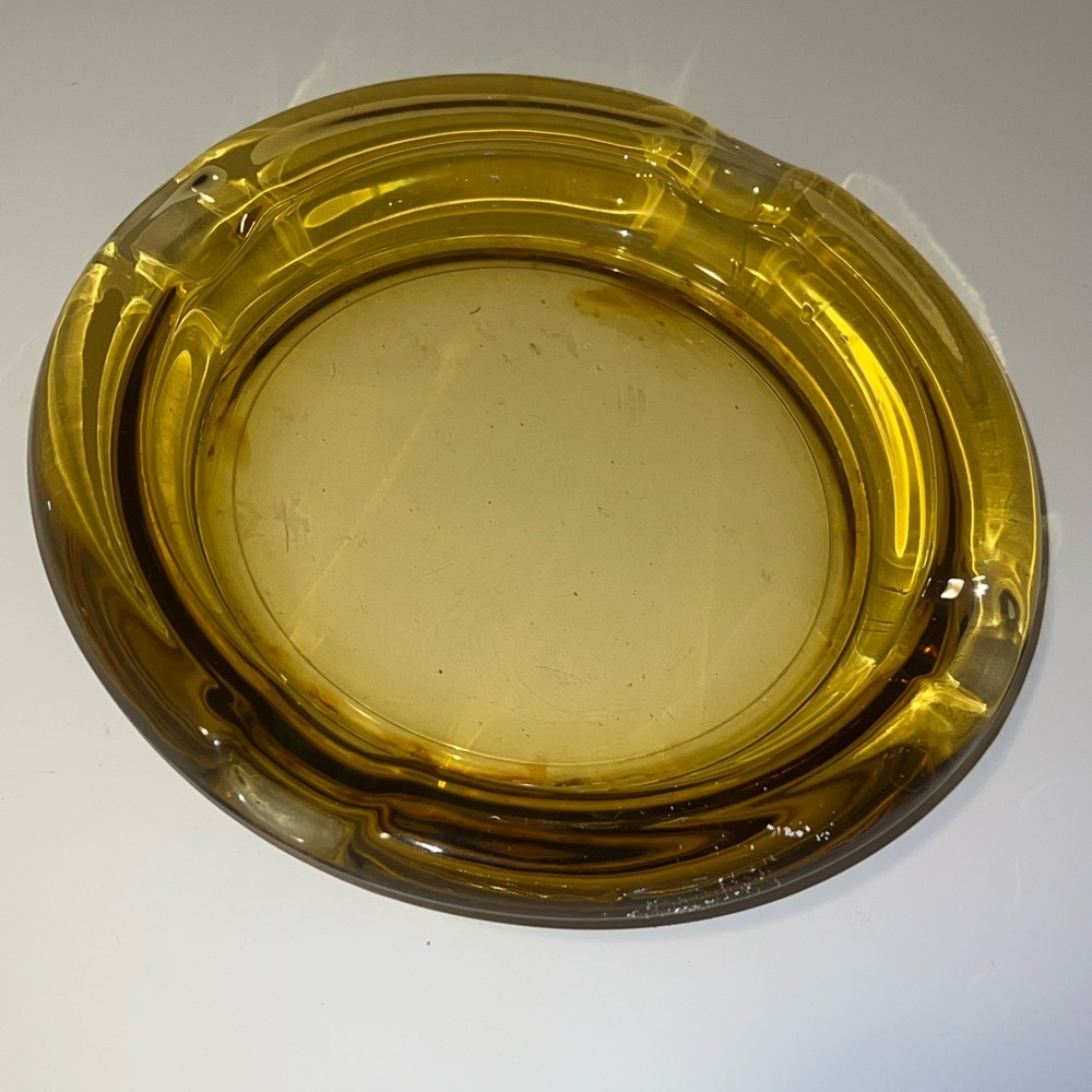 8” vintage glass ashtray